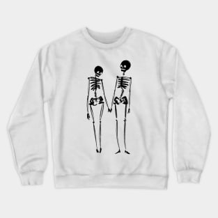 Skeleton in love holding hands Crewneck Sweatshirt